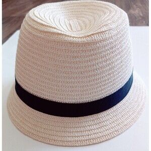 Scala Pronto Straw Fedora Hat With Ribbon Bow Band 100% Paper Polyester Beige